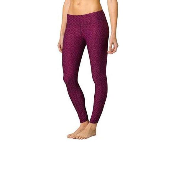 Prana Womens S Small Misty Leggings Running Printed Tight Purple Rouched Yoga - Picture 1 of 14